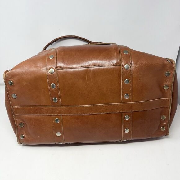 HAMMITT Suzy Duffle Oversized Weekend Large Brown Leather Diaper Bag - Studded - Picture 11 of 15